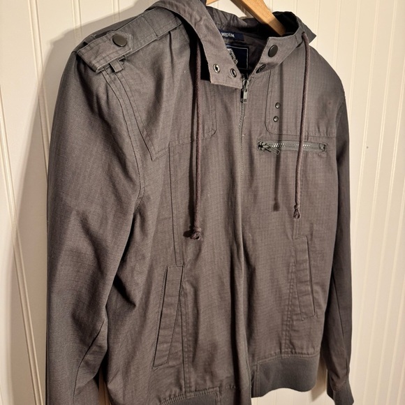 American Rag Men’s Dark Gray 100% Cotton Hooded Jacket Size Medium - Picture 2 of 13